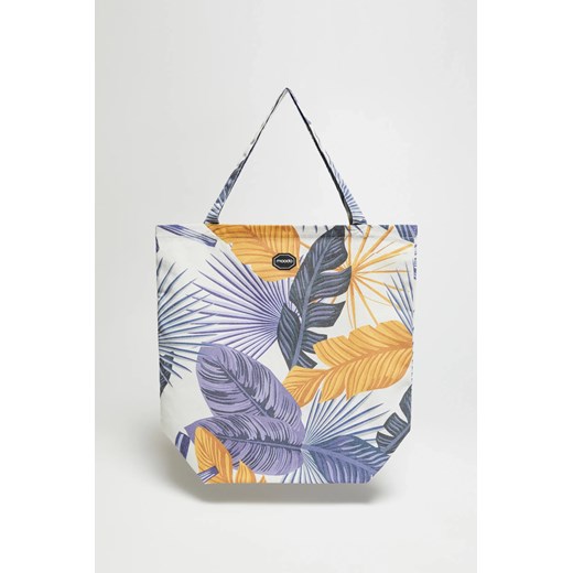 Bawełniana torba z wzorem liści biała ze sklepu Moodo.pl w kategorii Torby materiałowe - zdjęcie 172142301