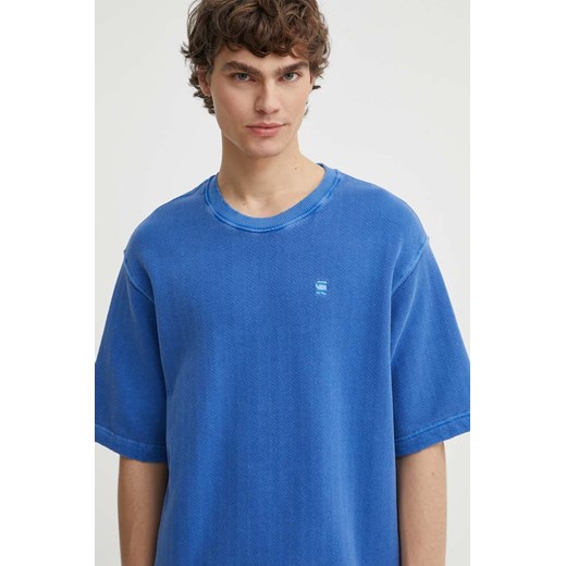 G-Star Raw t-shirt bawełniany męski kolor niebieski gładki D24679-D688 ze sklepu ANSWEAR.com w kategorii T-shirty męskie - zdjęcie 172142894