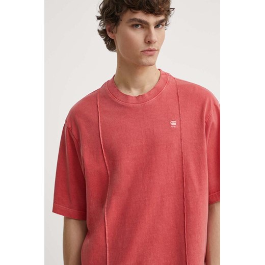 G-Star Raw t-shirt bawełniany męski kolor różowy gładki D24631-C756 ze sklepu ANSWEAR.com w kategorii T-shirty męskie - zdjęcie 172142930