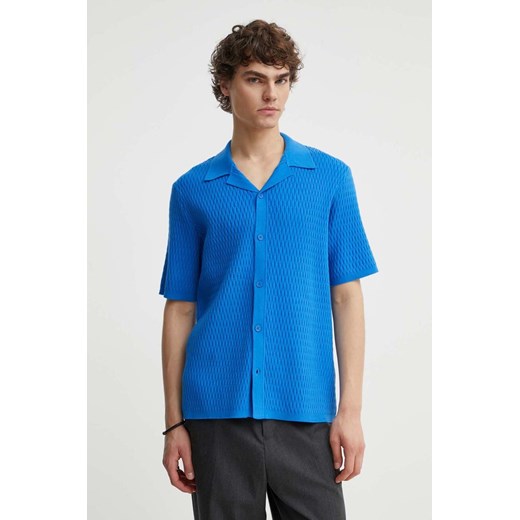 Samsoe Samsoe koszula SAGABIN męska kolor niebieski regular M24100013 ze sklepu ANSWEAR.com w kategorii Koszule męskie - zdjęcie 172143233