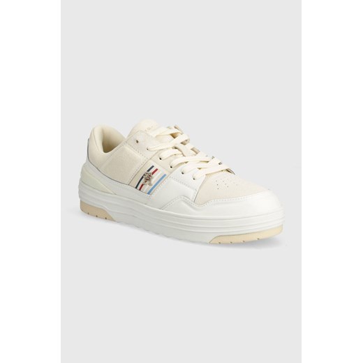 Tommy Hilfiger sneakersy skórzane SUEDE STRIPES BASKET LO kolor beżowy FW0FW07811 ze sklepu ANSWEAR.com w kategorii Buty sportowe damskie - zdjęcie 172143404