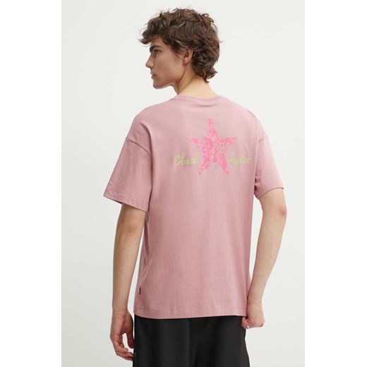 Converse t-shirt bawełniany kolor różowy z aplikacją 10025187-A02 ze sklepu ANSWEAR.com w kategorii T-shirty męskie - zdjęcie 172144311