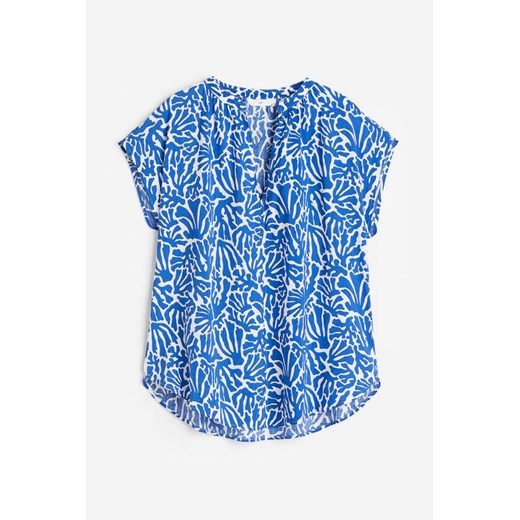 H & M - Bluzka z dekoltem w serek - Niebieski H & M XS H&M