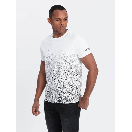 T-shirt męski bawełniany z gradientowym nadrukiem - biały V1 OM-TSPT-22SS-001 ze sklepu ombre w kategorii T-shirty męskie - zdjęcie 172145154