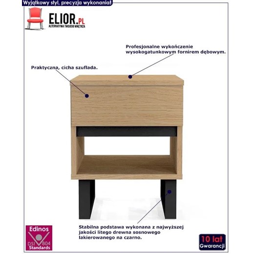 Dębowa minimalistyczna szafka nocna Harper Elior One Size Edinos.pl