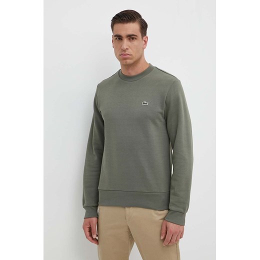 Lacoste bluza męska kolor zielony gładka ze sklepu ANSWEAR.com w kategorii Bluzy męskie - zdjęcie 172152424