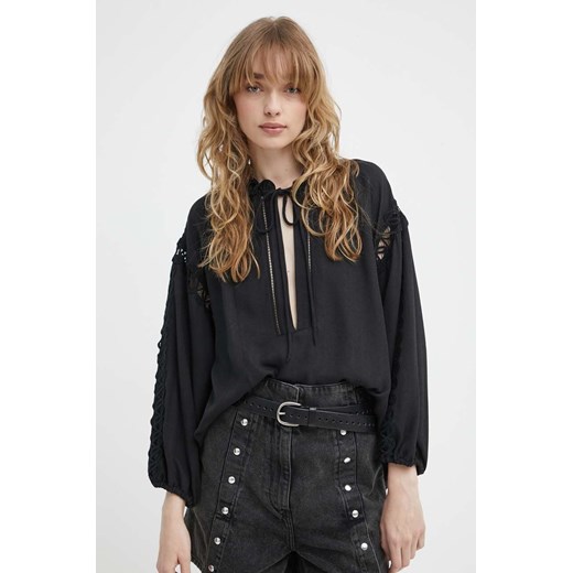 IRO bluzka damska kolor czarny gładka ze sklepu ANSWEAR.com w kategorii Bluzki damskie - zdjęcie 172152604