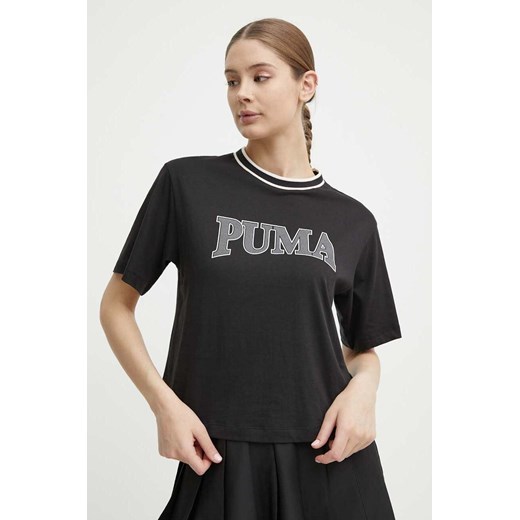 Puma t-shirt bawełniany  SQUAD damski kolor czarny 677903 ze sklepu ANSWEAR.com w kategorii Bluzki damskie - zdjęcie 172152934