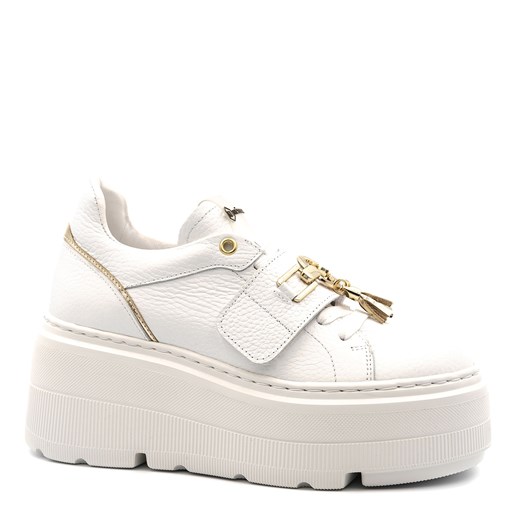 Białe sneakersy z ozdobą i zapięciem na rzep 254S ze sklepu NESCIOR w kategorii Buty sportowe damskie - zdjęcie 172153314