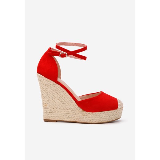Czerwone espadryle na koturnie Saniza Zapatos 41 okazyjna cena Zapatos