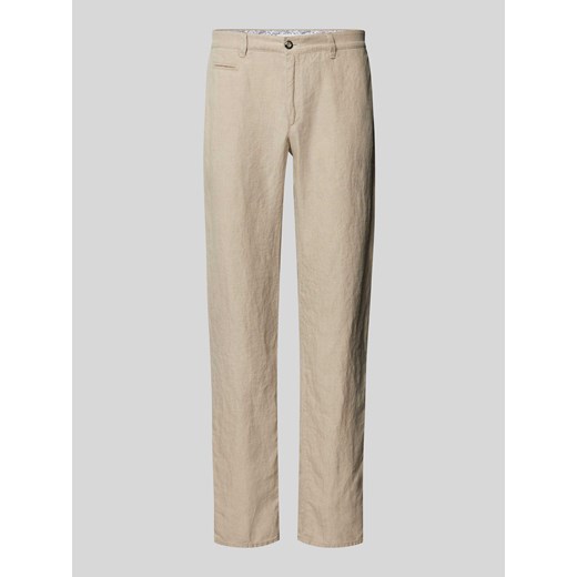 Spodnie lniane z kieszeniami z tyłu ze sklepu Peek&Cloppenburg  w kategorii Spodnie męskie - zdjęcie 172154802