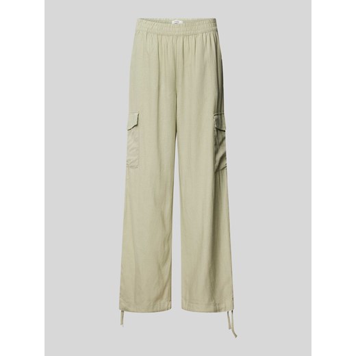 Spodnie cargo z mieszanki wiskozy i lnu w jednolitym kolorze ze sklepu Peek&Cloppenburg  w kategorii Spodnie damskie - zdjęcie 172155411