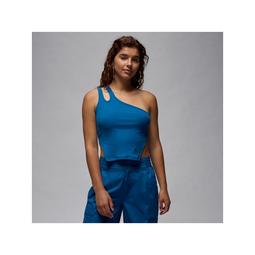 Damska prążkowana koszulka bez rękawów o asymetrycznym kroju Jordan - Niebieski ze sklepu Nike poland w kategorii Bluzki damskie - zdjęcie 172155591