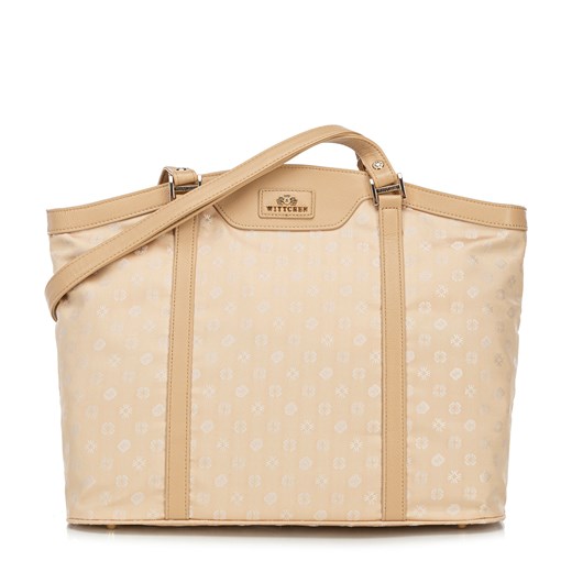 Torebka shopperka z żakardu i skóry w monogramy kremowa ze sklepu WITTCHEN w kategorii Torby Shopper bag - zdjęcie 172157462