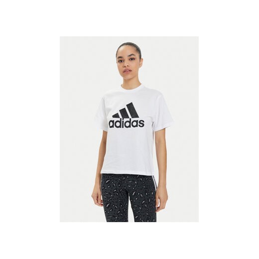 adidas T-Shirt Floral Graphic Big Logo IN7314 Biały Regular Fit ze sklepu MODIVO w kategorii Bluzki damskie - zdjęcie 172159112