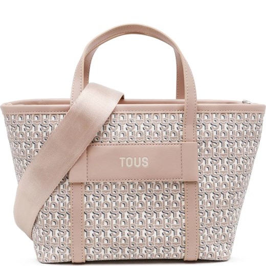 Shopper bag różowa Tous na ramię wakacyjna ze skóry ekologicznej
