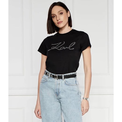 Karl Lagerfeld T-shirt rhinestone | Regular Fit ze sklepu Gomez Fashion Store w kategorii Bluzki damskie - zdjęcie 172159970