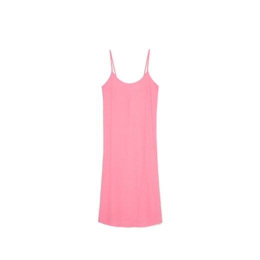 Cropp - Pastelowa sukienka midi na ramiączkach - różowy ze sklepu Cropp w kategorii Sukienki - zdjęcie 172161010