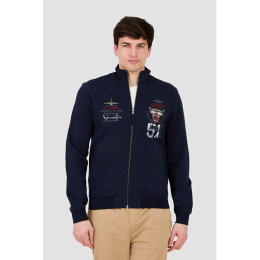 AERONAUTICA MILITARE Granatowy bluza Embroidered 51st, Rozmiar XXL ze sklepu outfit.pl w kategorii Bluzy męskie - zdjęcie 172161153