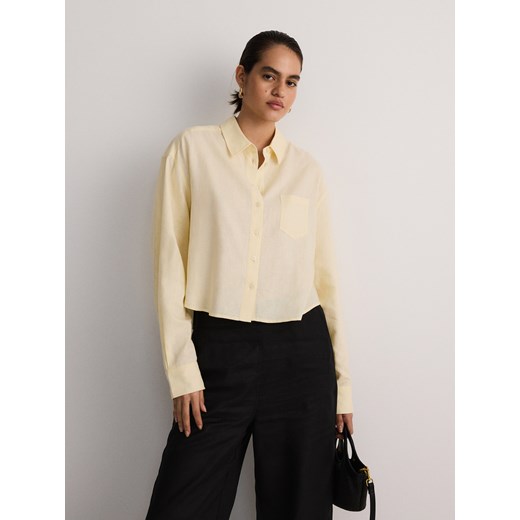 Reserved - Koszula z lnem - jasnożółty ze sklepu Reserved w kategorii Koszule damskie - zdjęcie 172161270