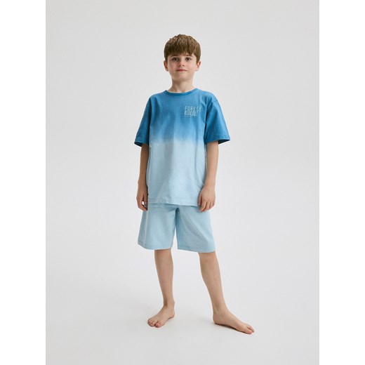 Reserved - Bawełniana piżama z szortami - jasnoniebieski ze sklepu Reserved w kategorii Piżamy dziecięce - zdjęcie 172161504