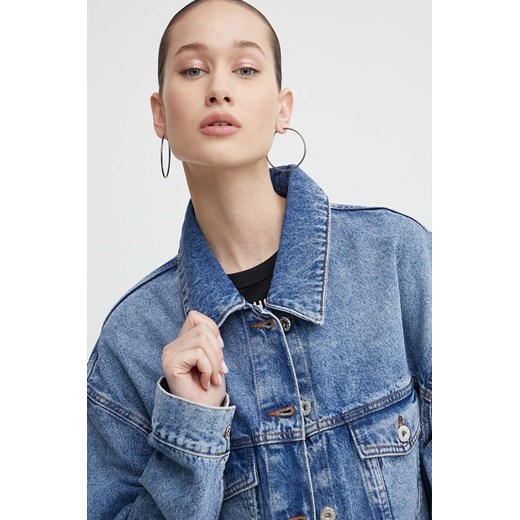 Hugo Blue kurtka jeansowa damska kolor niebieski przejściowa oversize 50513705 Hugo Blue S ANSWEAR.com