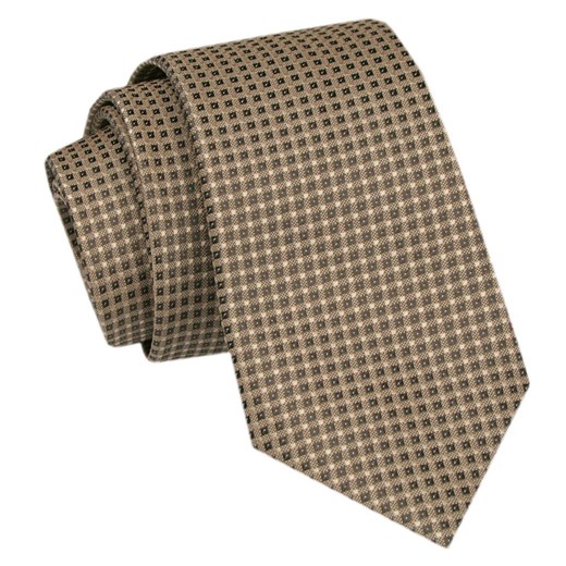 Modny Krawat Męski - Alties - Beżowy w Drobny Wzór KRALTS1055 ze sklepu JegoSzafa.pl w kategorii Krawaty - zdjęcie 172162893