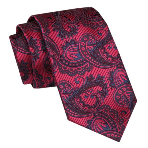 Modny Krawat Męski - Alties - Czerwony w Duży Wzór Paisley KRALTS1052 ze sklepu JegoSzafa.pl w kategorii Krawaty - zdjęcie 172162911