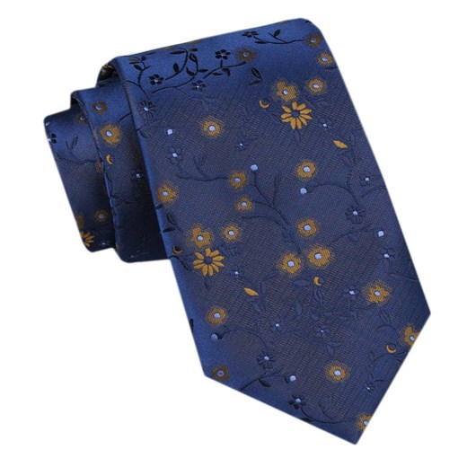 Modny Krawat Męski - Alties - Niebieski w Drobne Kwiaty KRALTS1095 ze sklepu JegoSzafa.pl w kategorii Krawaty - zdjęcie 172162953