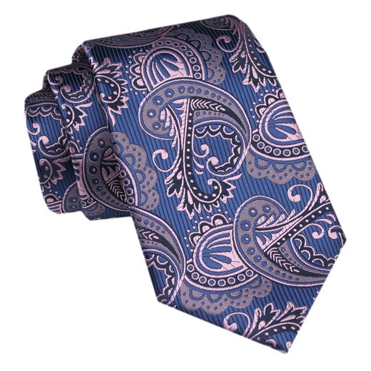 Modny Krawat Męski - Alties - Niebieski z Jasnofioletowymi Akcentami KRALTS1051 ze sklepu JegoSzafa.pl w kategorii Krawaty - zdjęcie 172162961