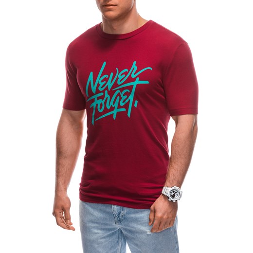 T-shirt męski z nadrukiem 1935S - czerwony ze sklepu Edoti w kategorii T-shirty męskie - zdjęcie 172163372