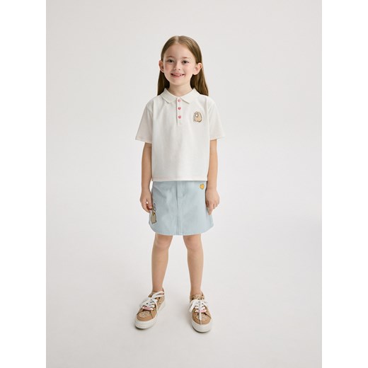Reserved - T-shirt polo Pusheen - złamana biel ze sklepu Reserved w kategorii Bluzki dziewczęce - zdjęcie 172163584