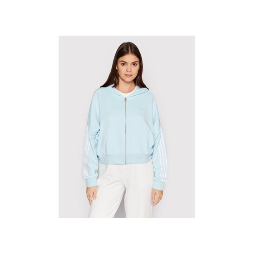 adidas Bluza adicolor HM2131 Błękitny Loose Fit ze sklepu MODIVO w kategorii Bluzy damskie - zdjęcie 172165780