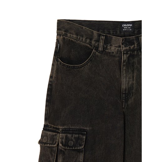 Cropp - Jeansy cargo z efektem sprania - brązowy Cropp 32/34 Cropp