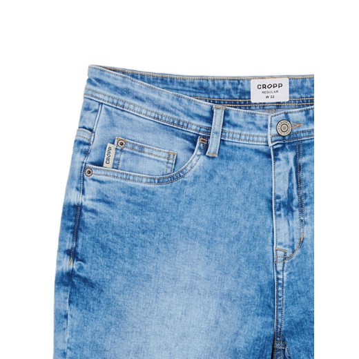 Cropp - Jeansowe szorty regular z efektem sprania - niebieski Cropp 34 Cropp