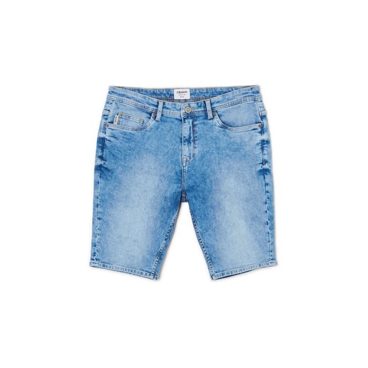 Cropp - Jeansowe szorty regular z efektem sprania - niebieski Cropp 28 Cropp