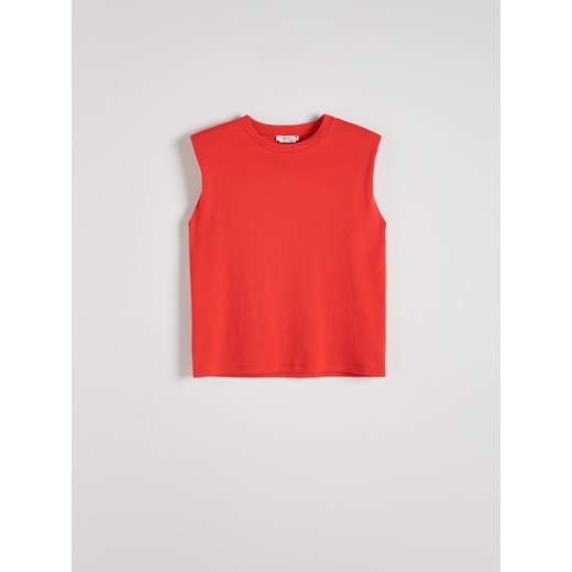 Reserved - T-shirt z poduszkami na ramionach - czerwony ze sklepu Reserved w kategorii Bluzki damskie - zdjęcie 172167900