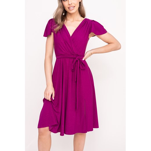Śliwkowa Sukienka brokatowa GENVELI ze sklepu TONO w kategorii Sukienki - zdjęcie 172168323