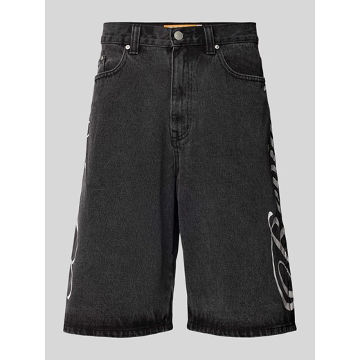 Szorty jeansowe z nadrukiem z logo ze sklepu Peek&Cloppenburg  w kategorii Spodenki męskie - zdjęcie 172171181