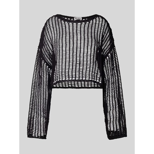 Sweter krótki z dzianiny z ażurowym wzorem ze sklepu Peek&Cloppenburg  w kategorii Swetry damskie - zdjęcie 172171203