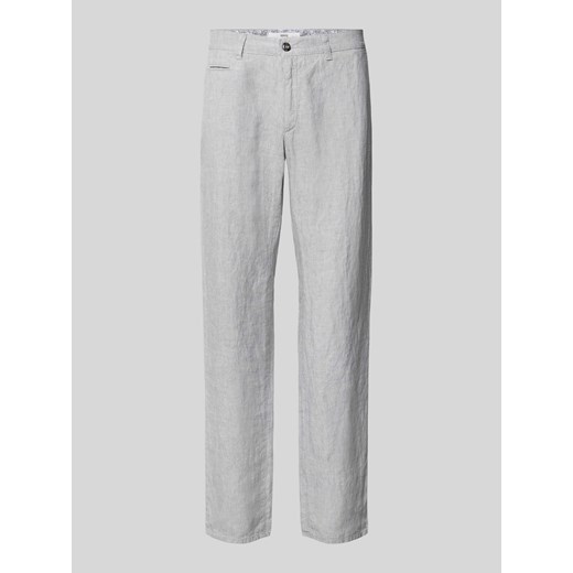 Spodnie lniane z kieszeniami z tyłu ze sklepu Peek&Cloppenburg  w kategorii Spodnie męskie - zdjęcie 172171331