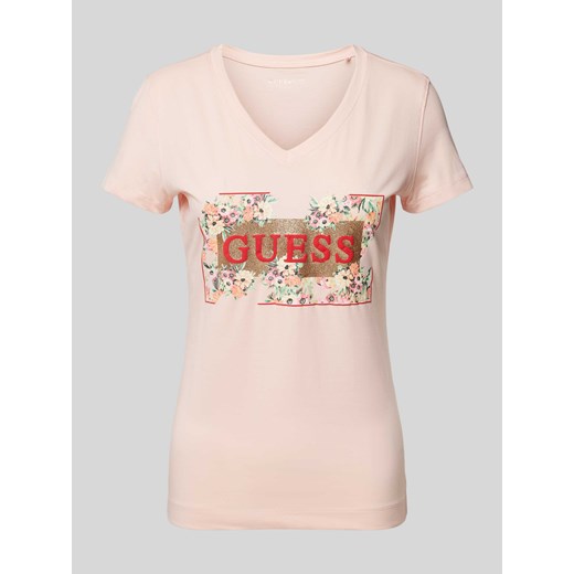 T-shirt z kwiatowym wzorem i nadrukiem z logo ze sklepu Peek&Cloppenburg  w kategorii Bluzki damskie - zdjęcie 172171382