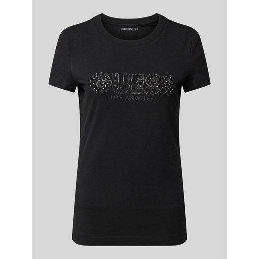 T-shirt z wyhaftowanym logo i obszyciem ozdobnymi kamieniami ze sklepu Peek&Cloppenburg  w kategorii Bluzki damskie - zdjęcie 172171410