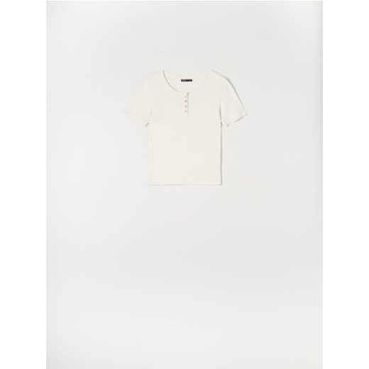 Sinsay - Koszulka bawełniana - kremowy ze sklepu Sinsay w kategorii Bluzki damskie - zdjęcie 172174133