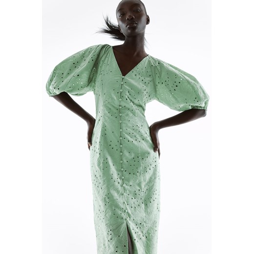 H & M - Sukienka z haftem angielskim - Zielony H & M XL H&M