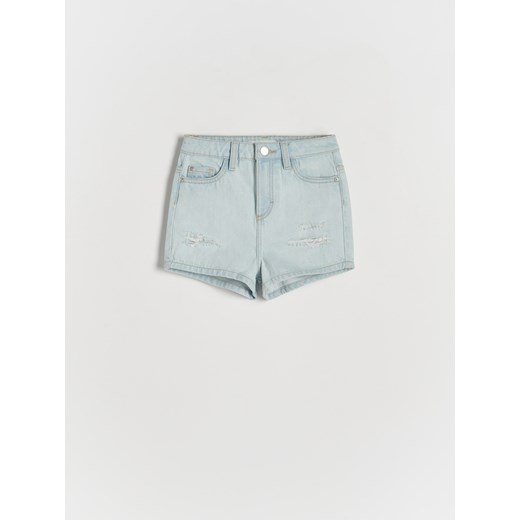 Reserved - Jeansowe szorty z przetarciami - niebieski ze sklepu Reserved w kategorii Spodenki dziewczęce - zdjęcie 172176104