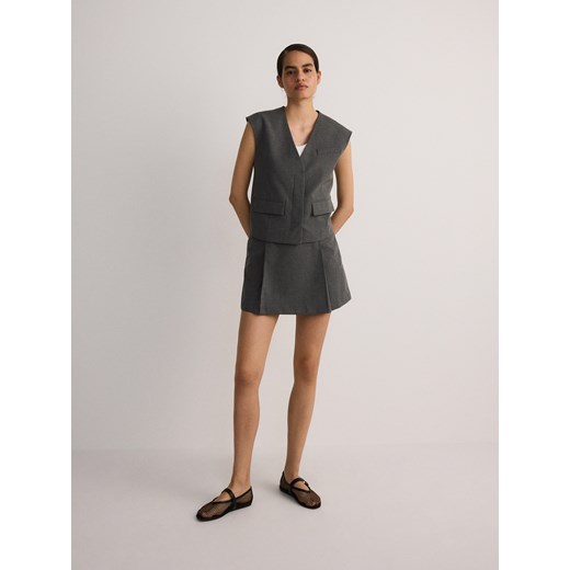 Reserved - Spódnica mini z dodatkiem wełną - ciemnoszary ze sklepu Reserved w kategorii Spódnice - zdjęcie 172176454