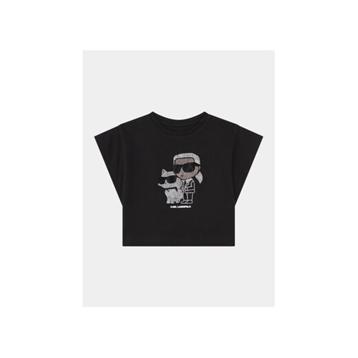 Karl Lagerfeld Kids Bluzka Z30113 S Czarny Regular Fit ze sklepu MODIVO w kategorii Bluzki dziewczęce - zdjęcie 172178371