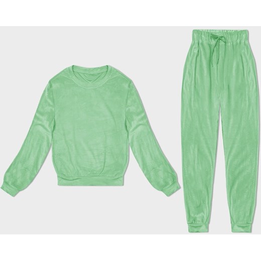 Welurowy dres damski jasny zielony (8C1173-127) ze sklepu goodlookin.pl w kategorii Dresy damskie - zdjęcie 172179800