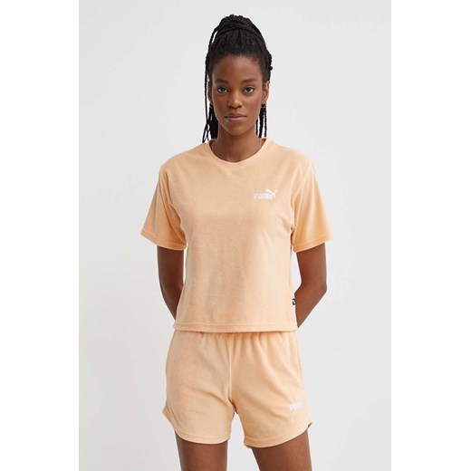 Puma t-shirt damski kolor pomarańczowy 677947 ze sklepu ANSWEAR.com w kategorii Bluzki damskie - zdjęcie 172180430